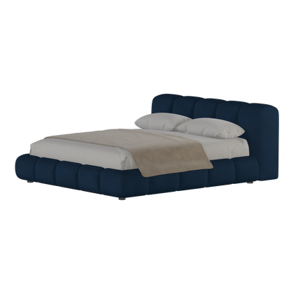 Fluffy Upholstered Bed Frame in Textured Bouclé