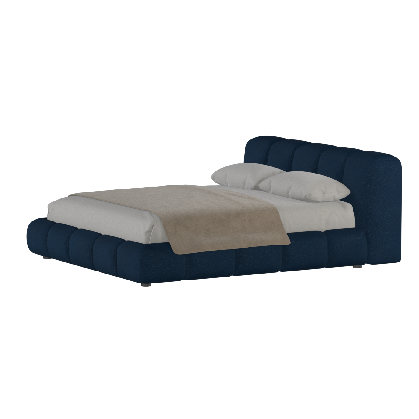 Fluffy Upholstered Bed Frame in Textured Bouclé
