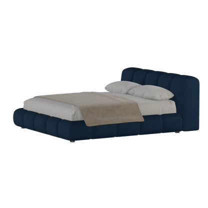 Fluffy Upholstered Bed Frame in Textured Bouclé