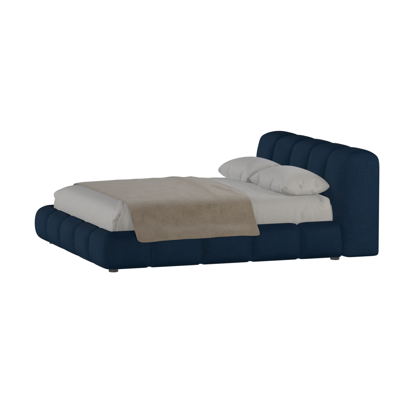 Fluffy Upholstered Bed Frame in Textured Bouclé