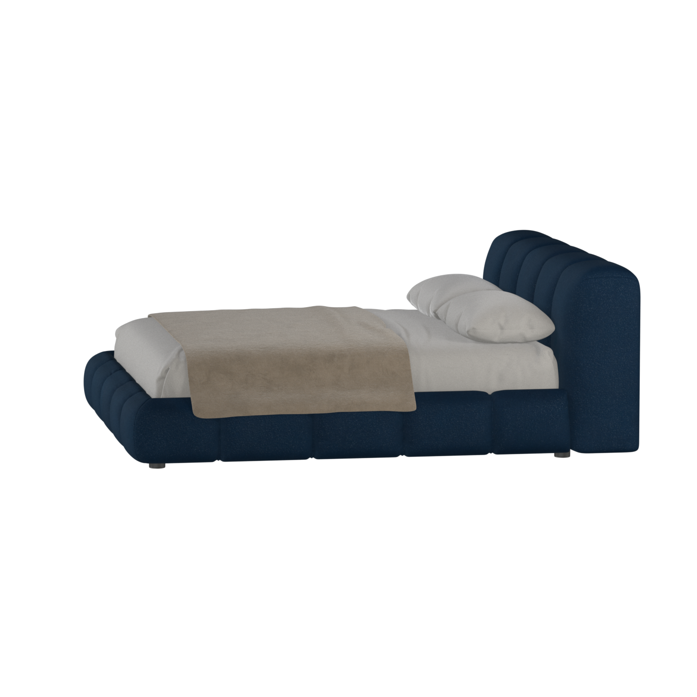 Fluffy Upholstered Bed Frame in Textured Bouclé