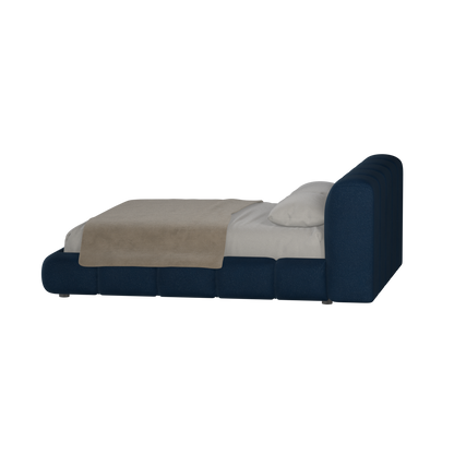 Fluffy Upholstered Bed Frame in Textured Bouclé