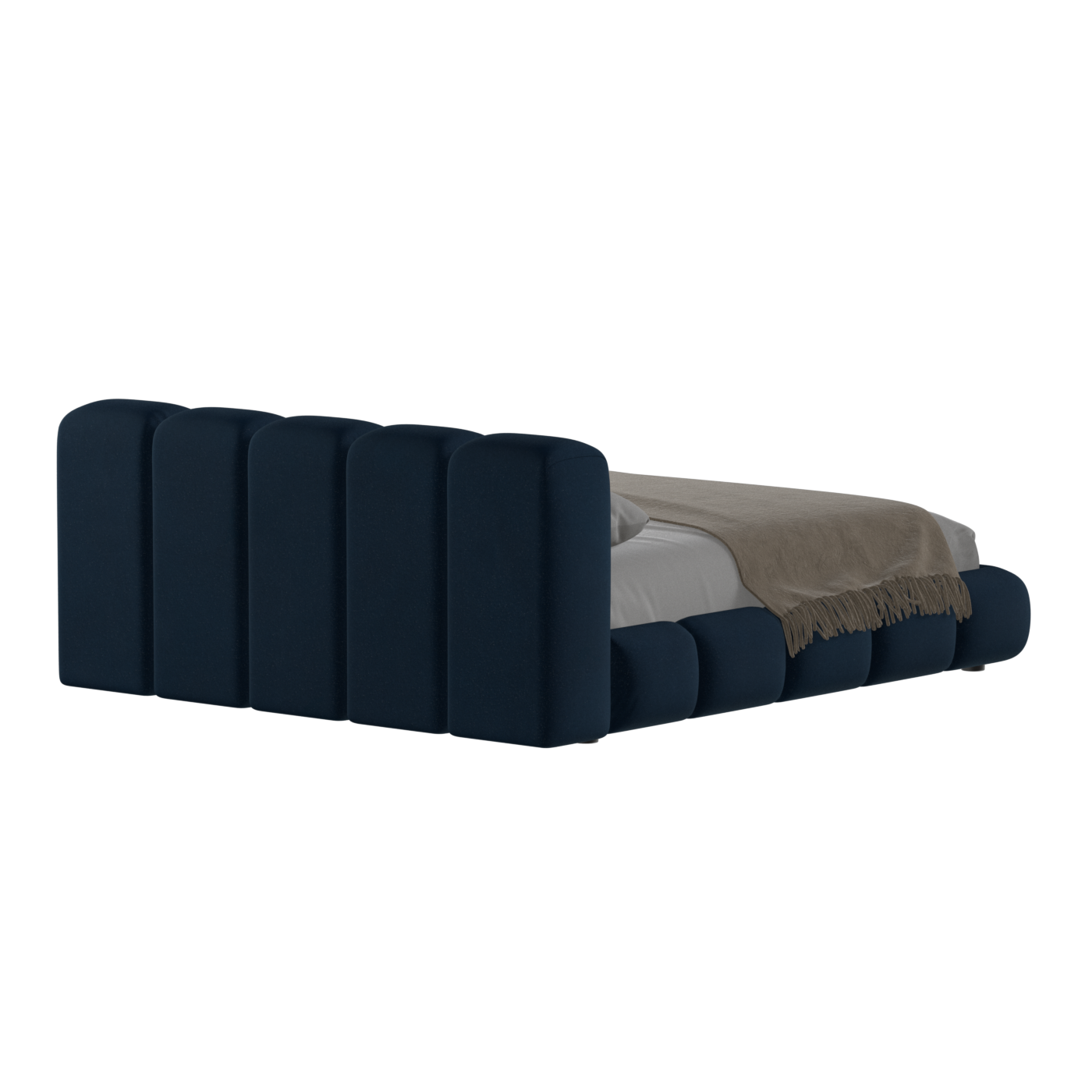 Fluffy Upholstered Bed Frame in Textured Bouclé