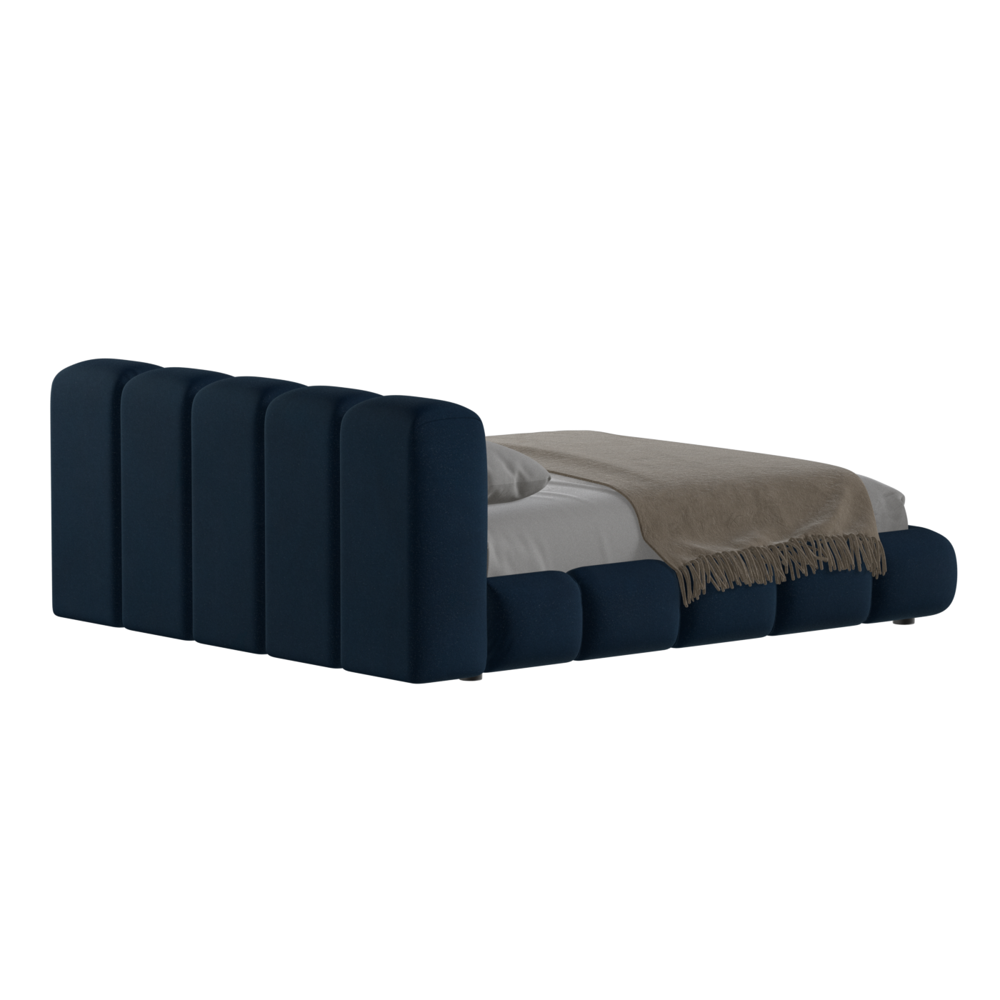 Fluffy Upholstered Bed Frame in Textured Bouclé