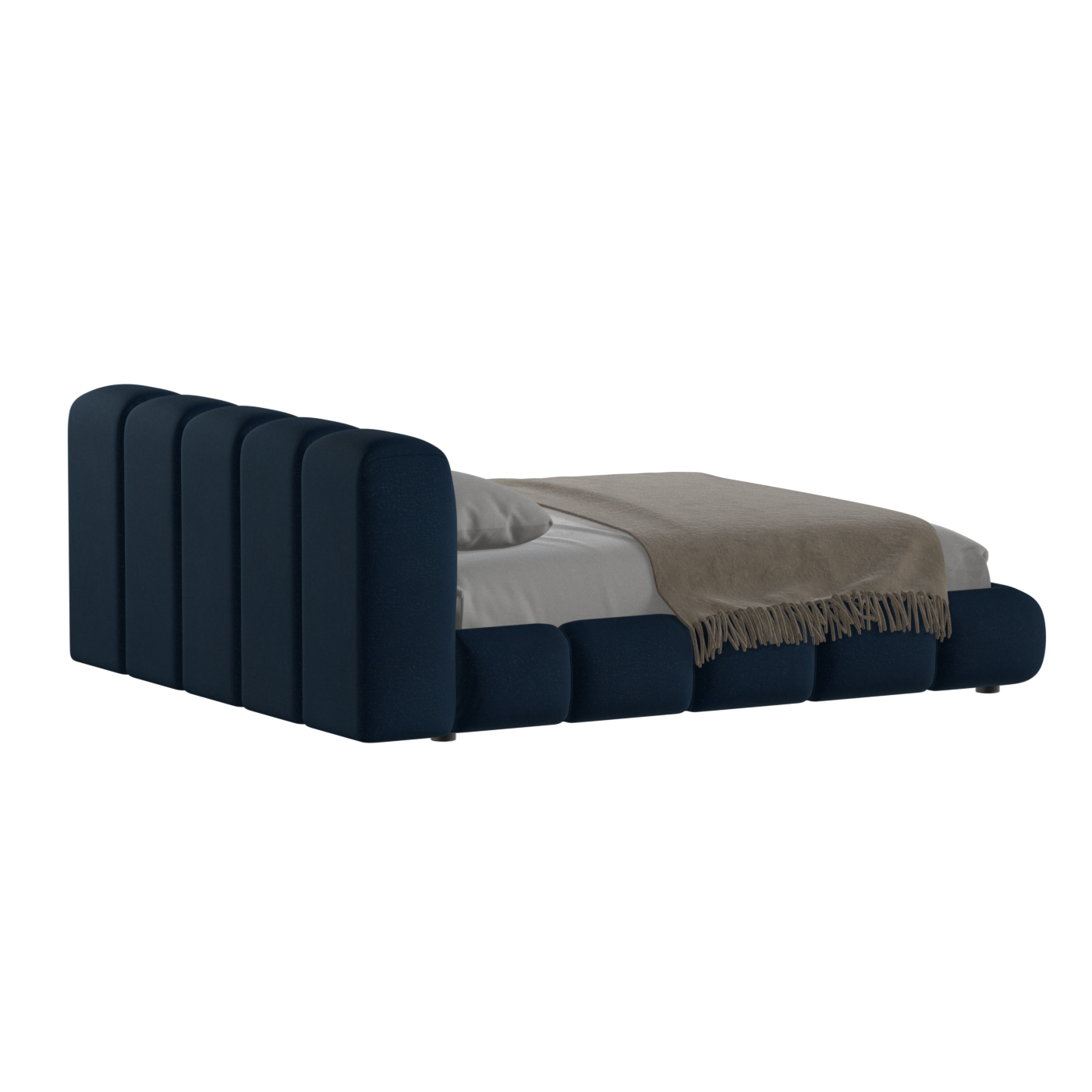 Fluffy Upholstered Bed Frame in Textured Bouclé