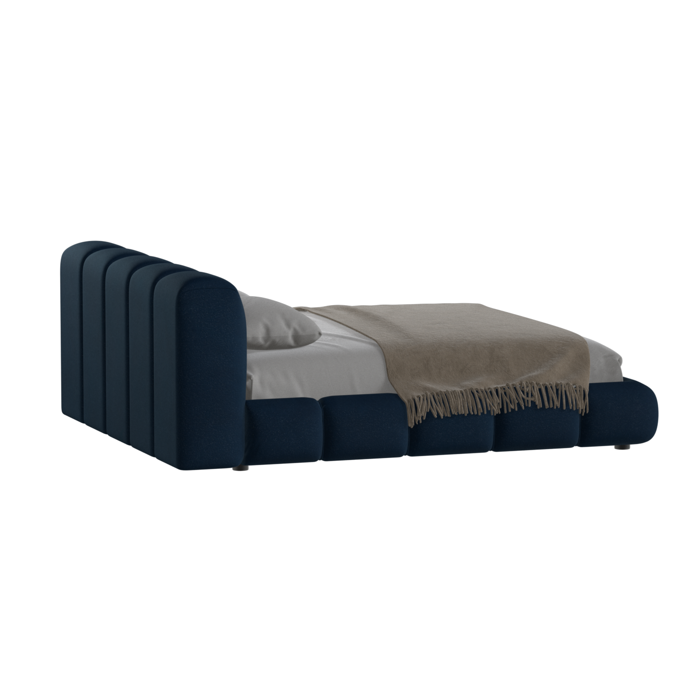 Fluffy Upholstered Bed Frame in Textured Bouclé