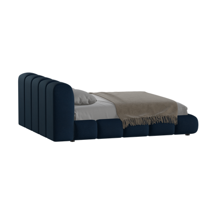 Fluffy Upholstered Bed Frame in Textured Bouclé