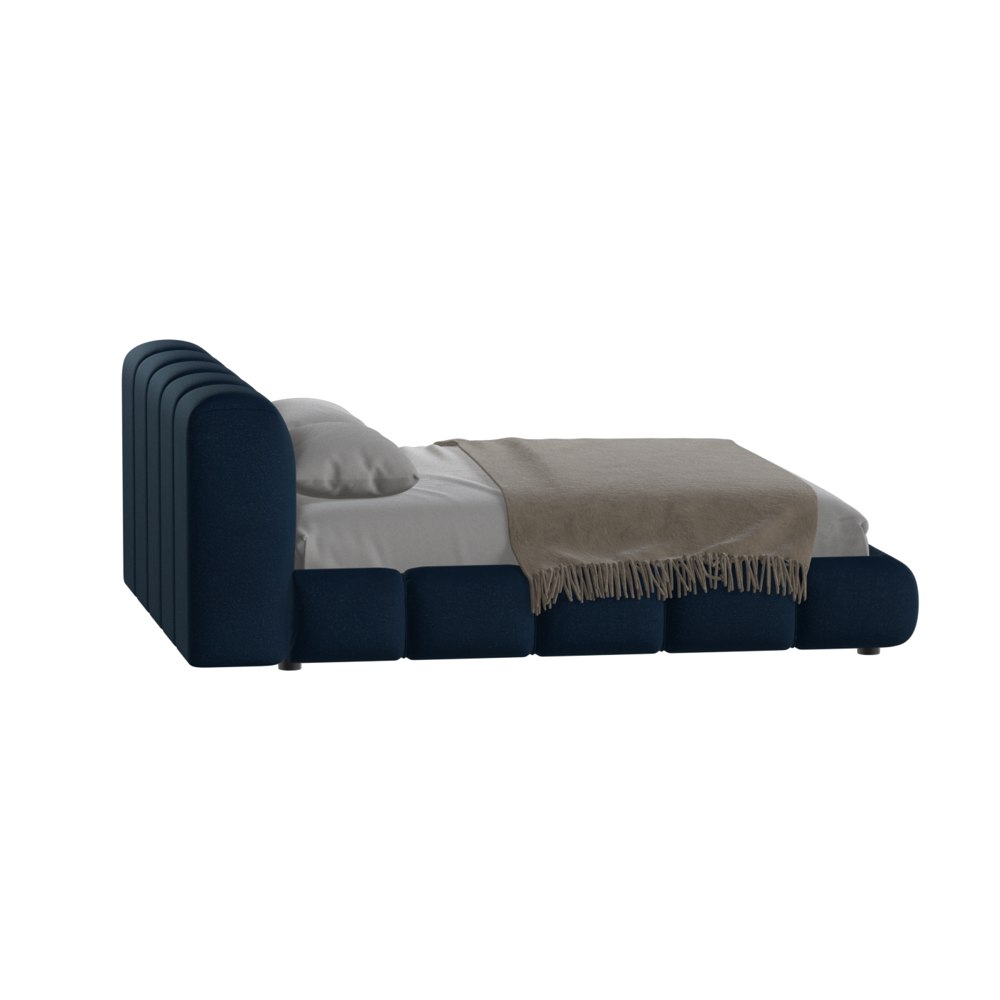 Fluffy Upholstered Bed Frame in Textured Bouclé