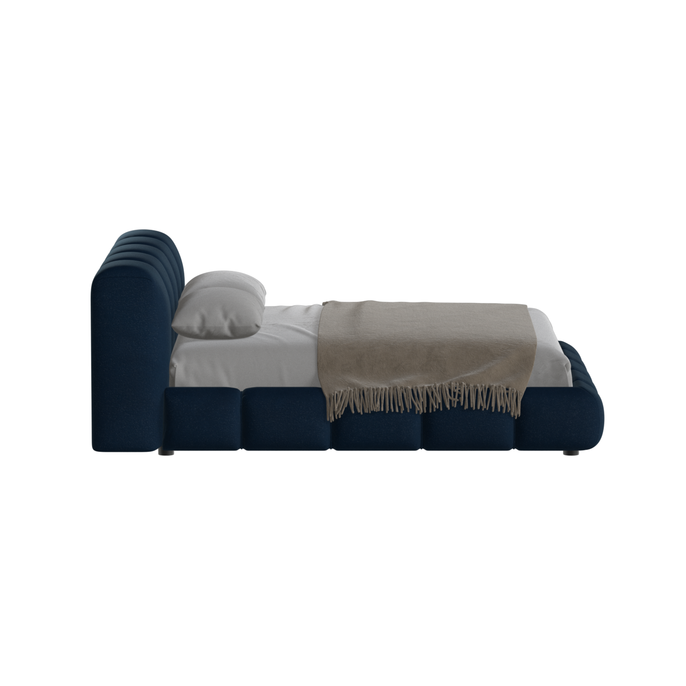 Fluffy Upholstered Bed Frame in Textured Bouclé