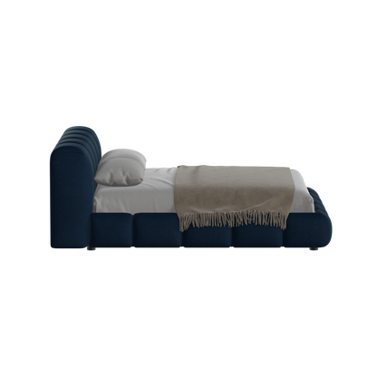 Fluffy Upholstered Bed Frame in Textured Bouclé