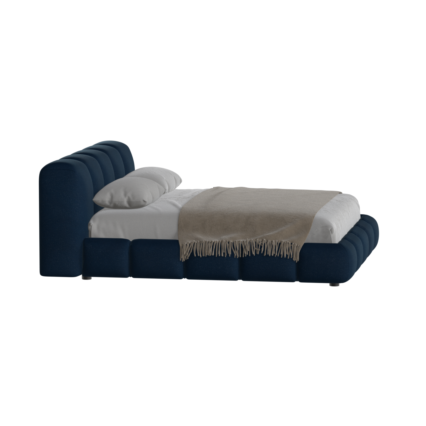 Fluffy Upholstered Bed Frame in Textured Bouclé