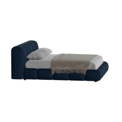 Fluffy Upholstered Bed Frame in Textured Bouclé