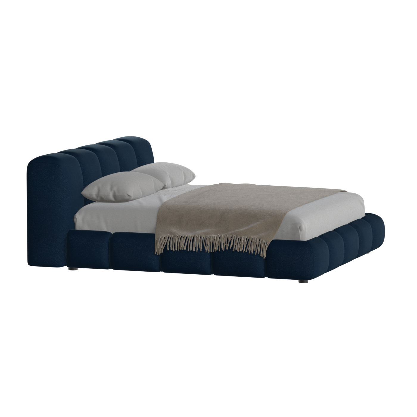 Fluffy Upholstered Bed Frame in Textured Bouclé