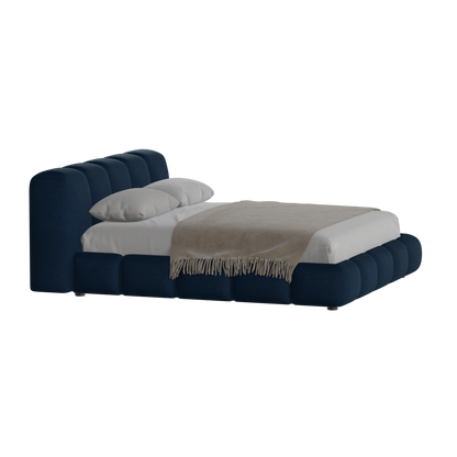 Fluffy Upholstered Bed Frame in Textured Bouclé
