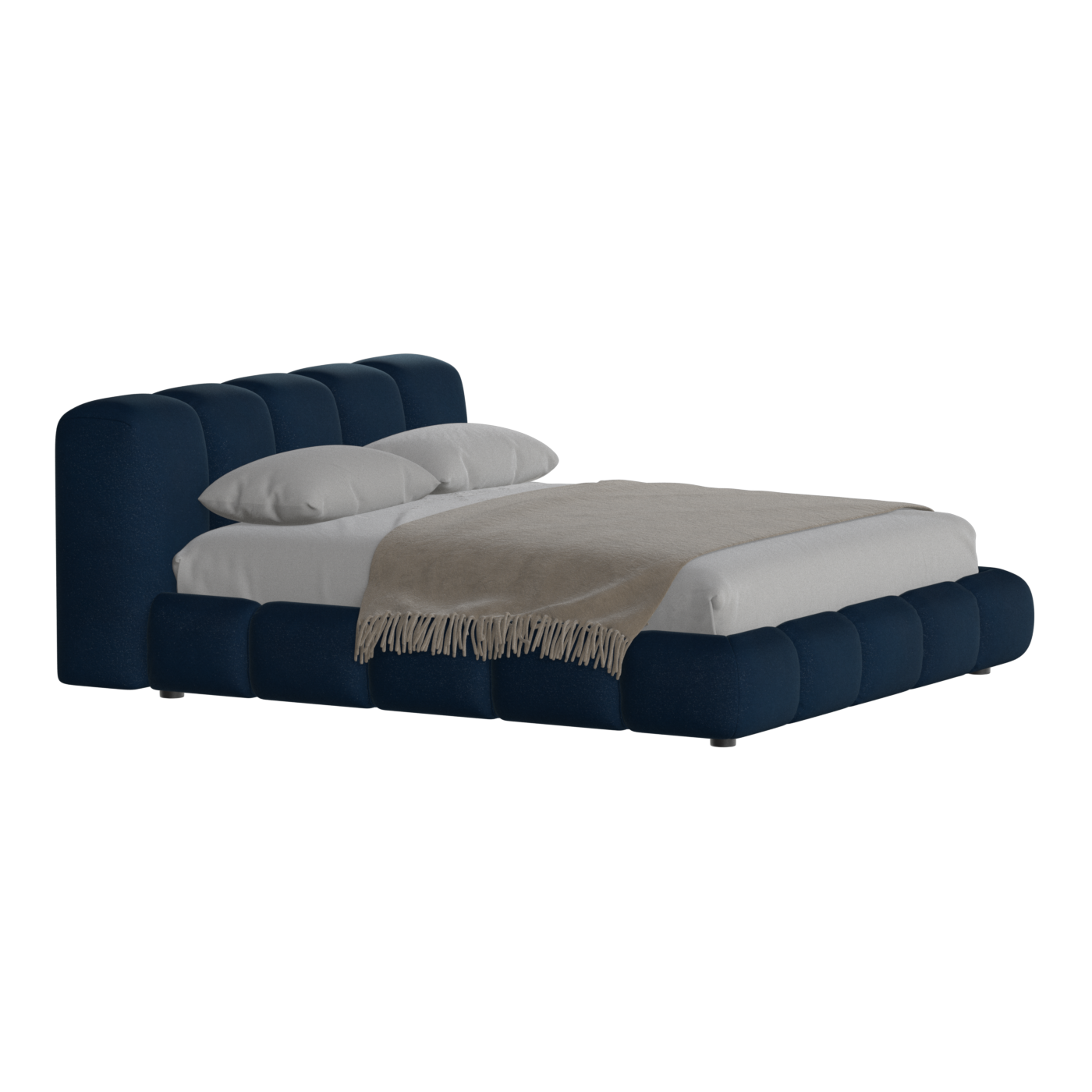 Fluffy Upholstered Bed Frame in Textured Bouclé