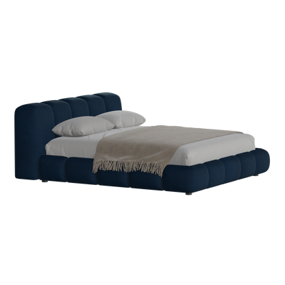 Fluffy Upholstered Bed Frame in Textured Bouclé
