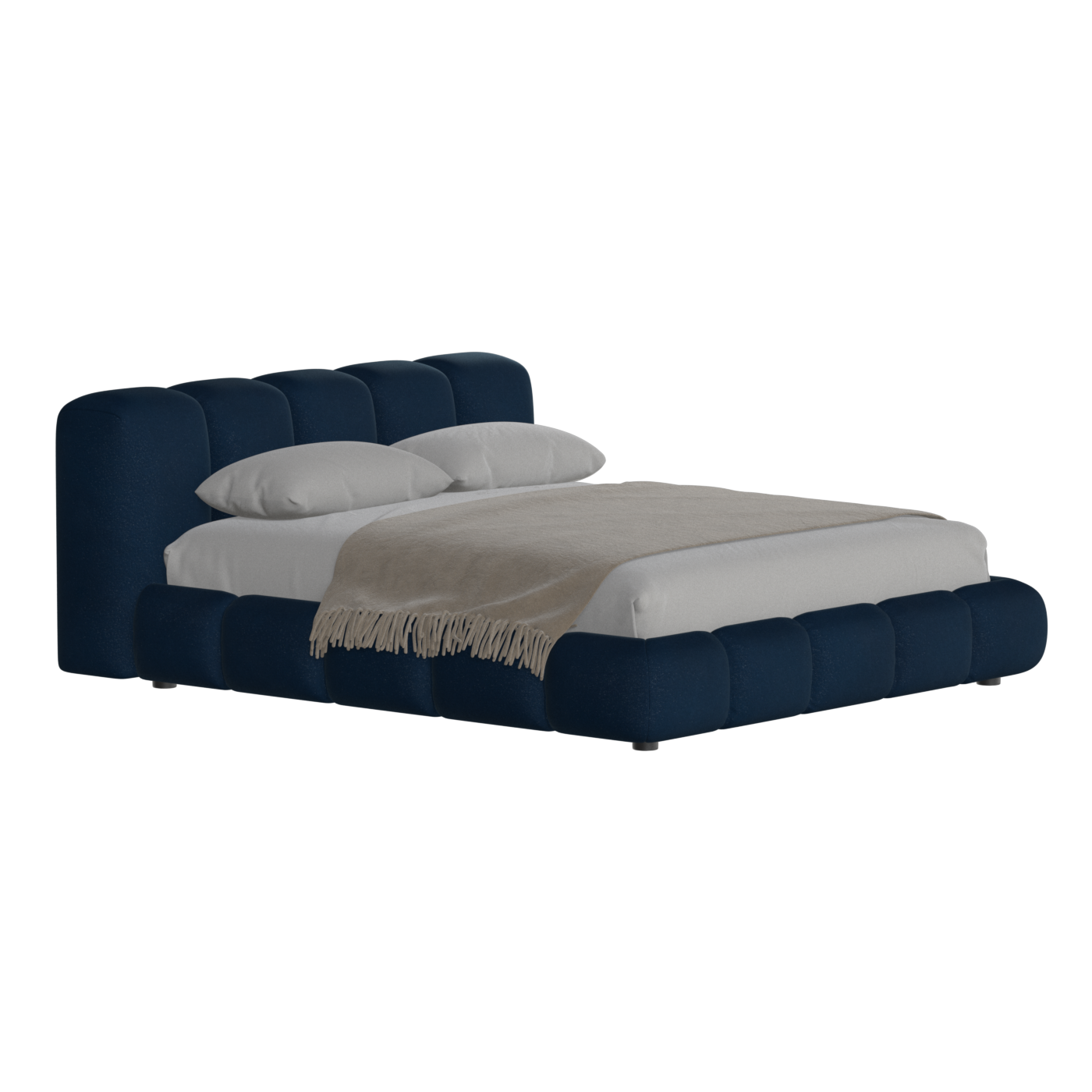 Fluffy Upholstered Bed Frame in Textured Bouclé