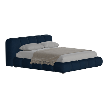 Fluffy Upholstered Bed Frame in Textured Bouclé