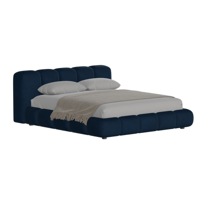 Fluffy Upholstered Bed Frame in Textured Bouclé