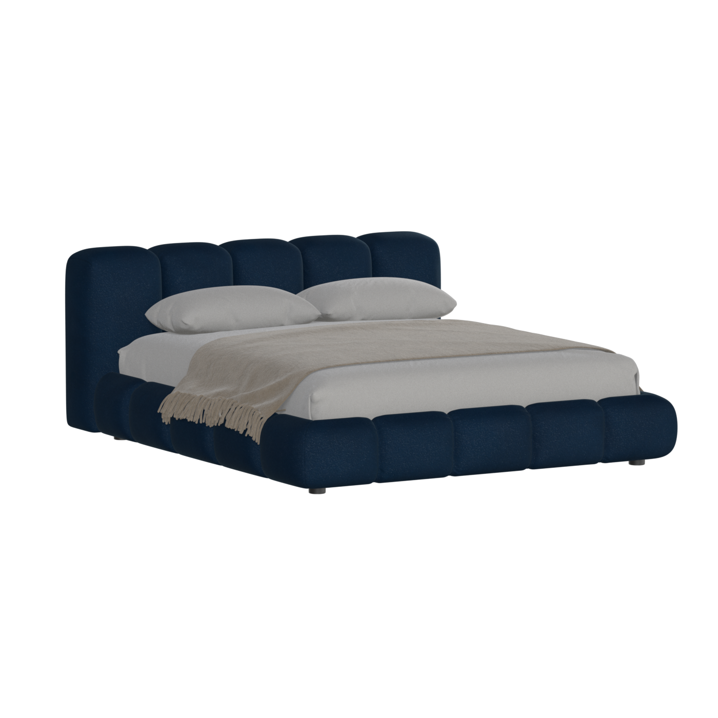 Fluffy Upholstered Bed Frame in Textured Bouclé