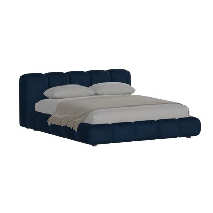 Fluffy Upholstered Bed Frame in Textured Bouclé