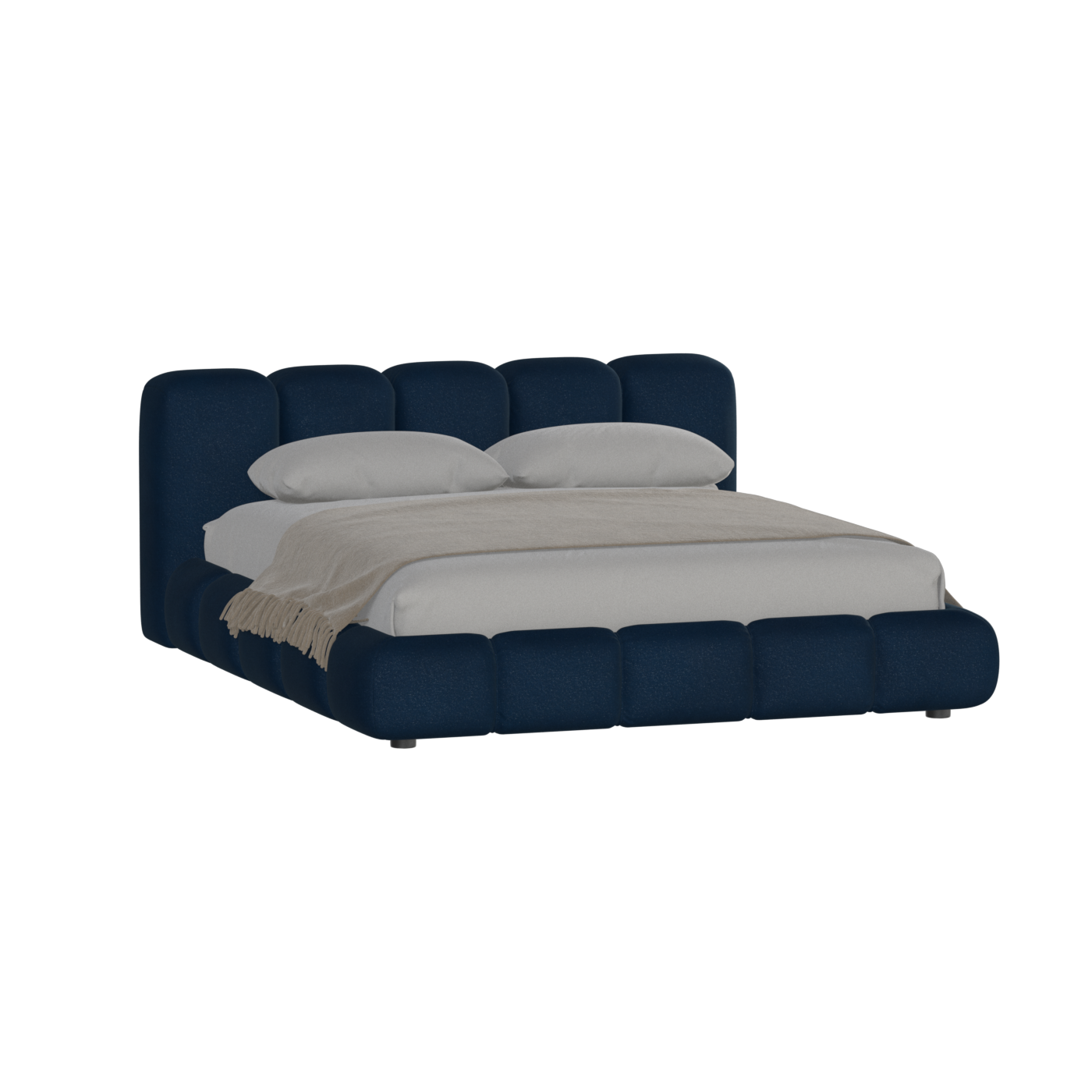 Fluffy Upholstered Bed Frame in Textured Bouclé