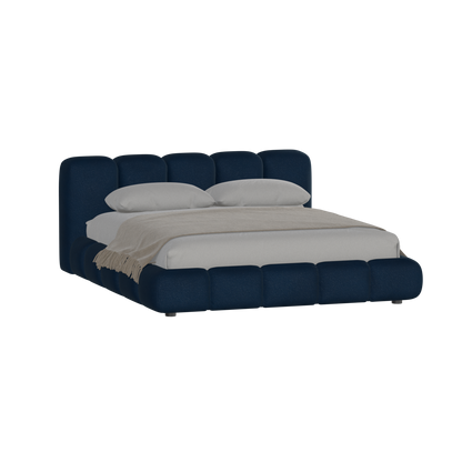 Fluffy Upholstered Bed Frame in Textured Bouclé