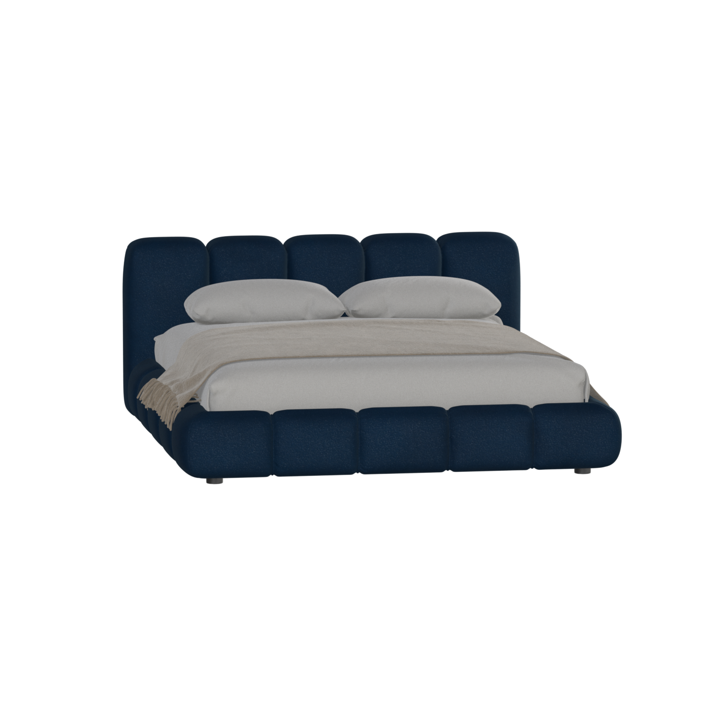 Fluffy Upholstered Bed Frame in Textured Bouclé
