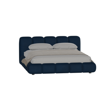 Fluffy Upholstered Bed Frame in Textured Bouclé