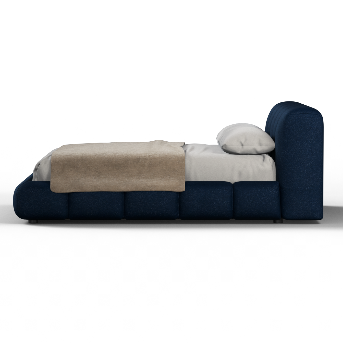 Fluffy Upholstered Bed Frame in Textured Bouclé