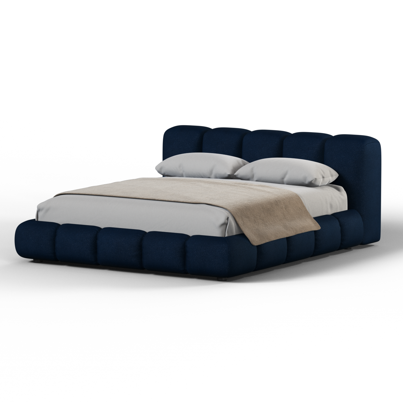 Fluffy Upholstered Bed Frame in Textured Bouclé