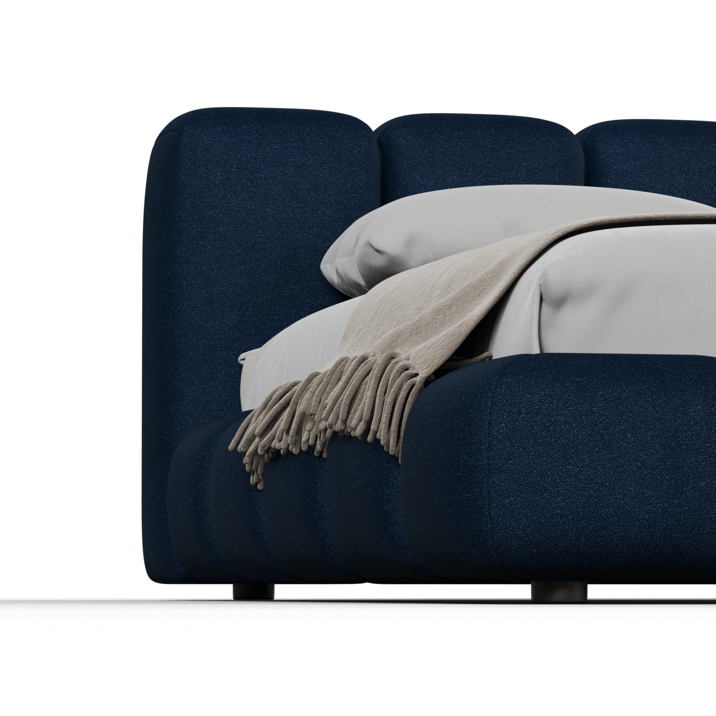 Fluffy Upholstered Bed Frame in Textured Bouclé