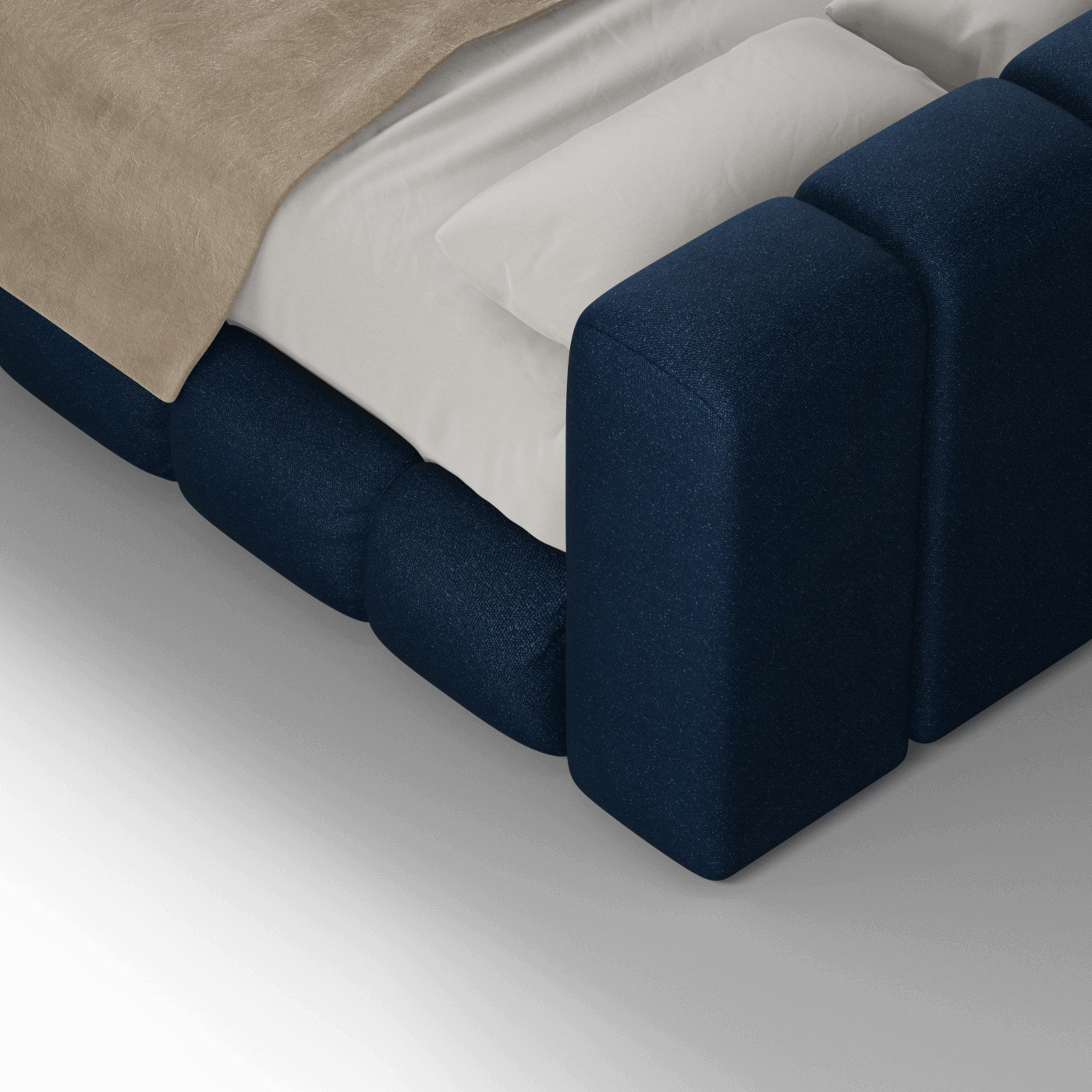 Fluffy Upholstered Bed Frame in Textured Bouclé