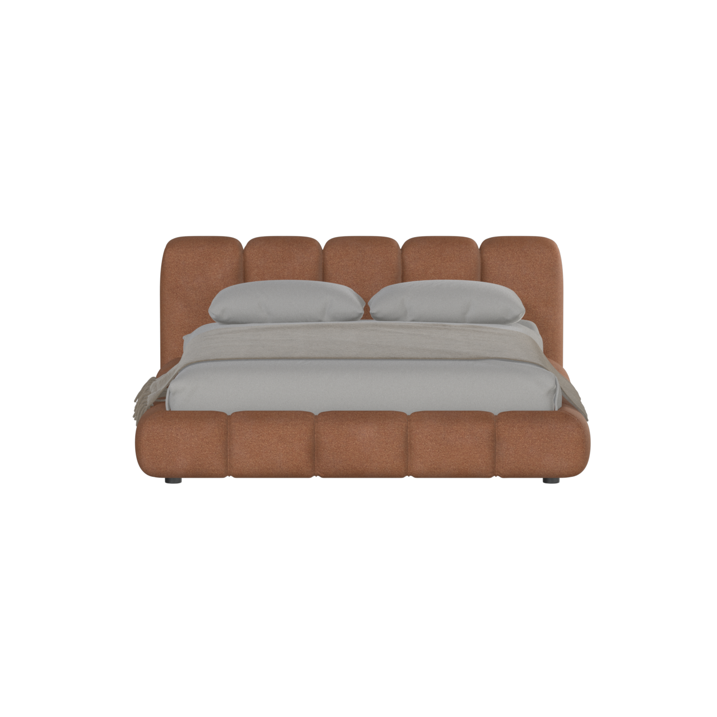 Fluffy Upholstered Bed Frame in Textured Bouclé