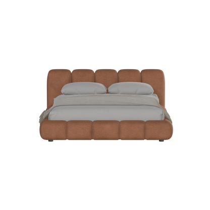 Fluffy Upholstered Bed Frame in Textured Bouclé