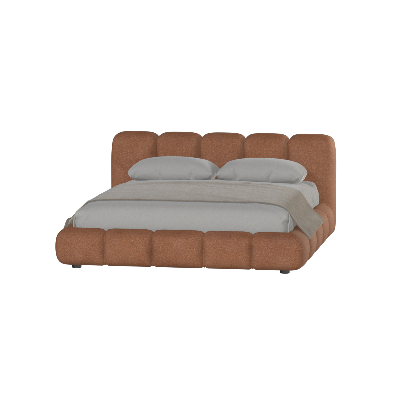 Fluffy Upholstered Bed Frame in Textured Bouclé