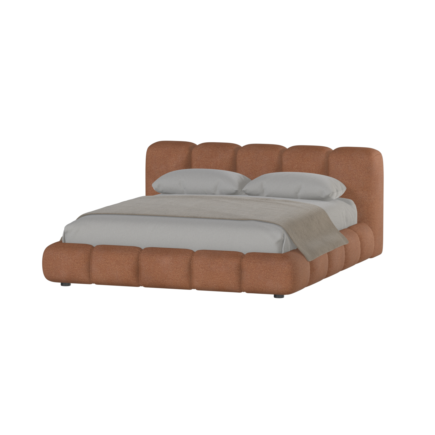 Fluffy Upholstered Bed Frame in Textured Bouclé