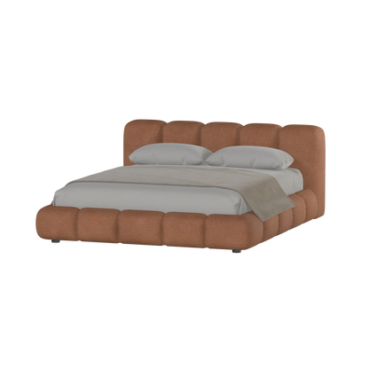 Fluffy Upholstered Bed Frame in Textured Bouclé