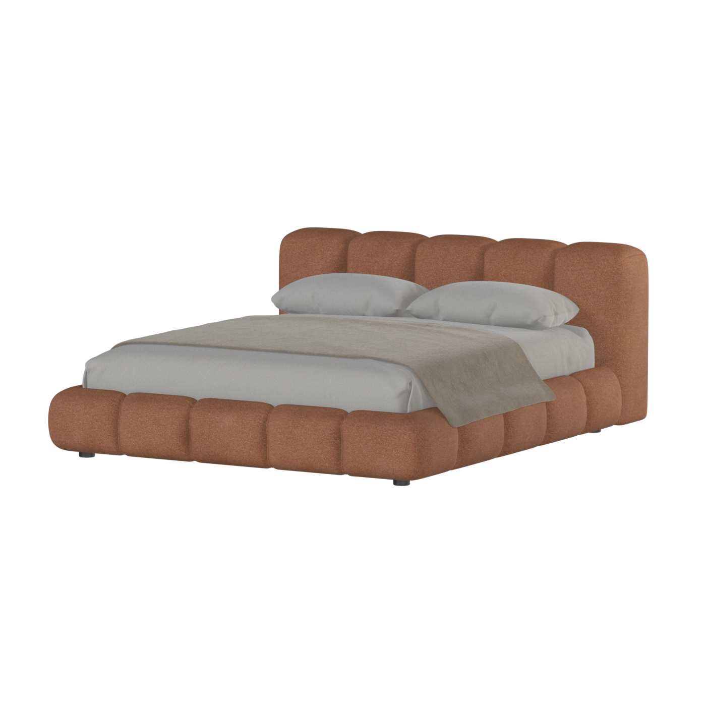 Fluffy Upholstered Bed Frame in Textured Bouclé
