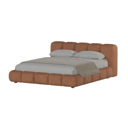 Fluffy Upholstered Bed Frame in Textured Bouclé