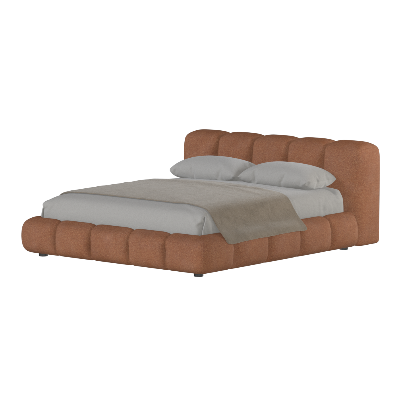 Fluffy Upholstered Bed Frame in Textured Bouclé