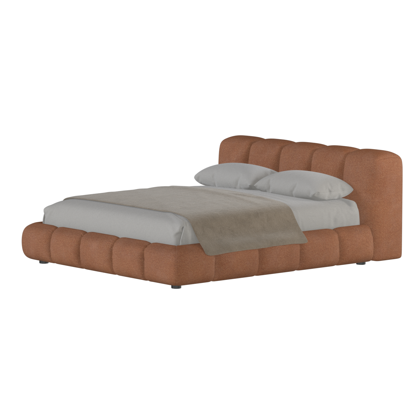 Fluffy Upholstered Bed Frame in Textured Bouclé