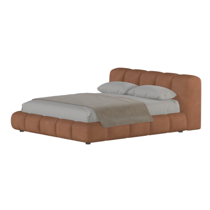 Fluffy Upholstered Bed Frame in Textured Bouclé