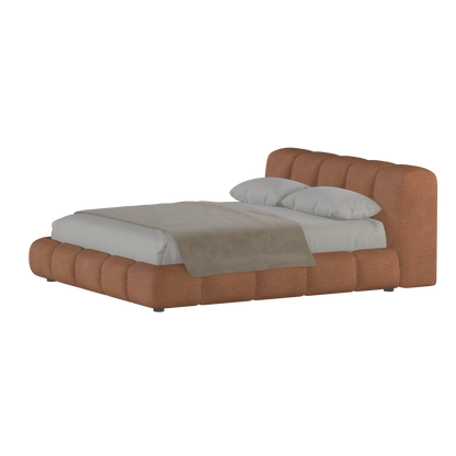 Fluffy Upholstered Bed Frame in Textured Bouclé