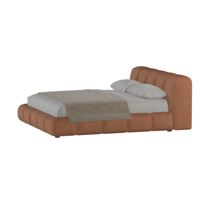 Fluffy Upholstered Bed Frame in Textured Bouclé