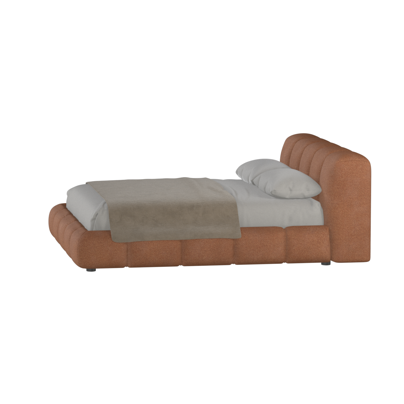 Fluffy Upholstered Bed Frame in Textured Bouclé