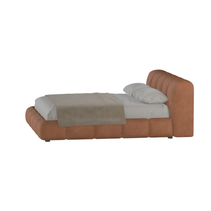 Fluffy Upholstered Bed Frame in Textured Bouclé