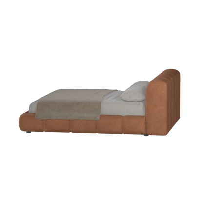 Fluffy Upholstered Bed Frame in Textured Bouclé