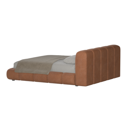 Fluffy Upholstered Bed Frame in Textured Bouclé