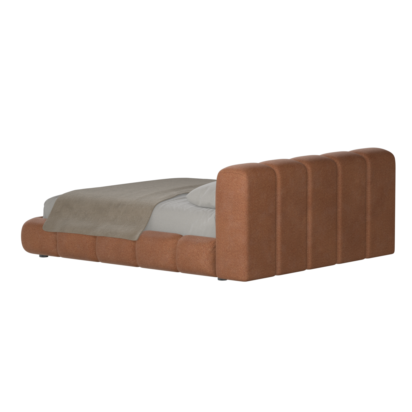Fluffy Upholstered Bed Frame in Textured Bouclé